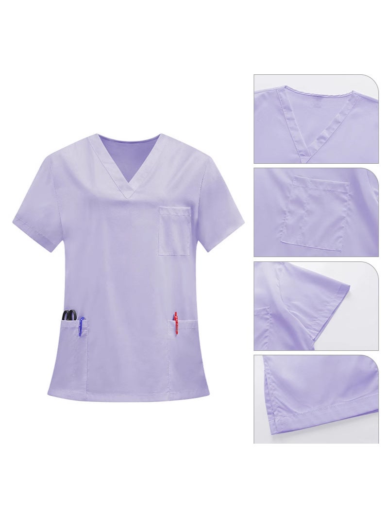 Short-Sleeve Scrub Tops Beauty Salon Workwear Hospital Set Nurse Uniform Quick-Dry Work Uniform Clothing Long Pants - Image 5
